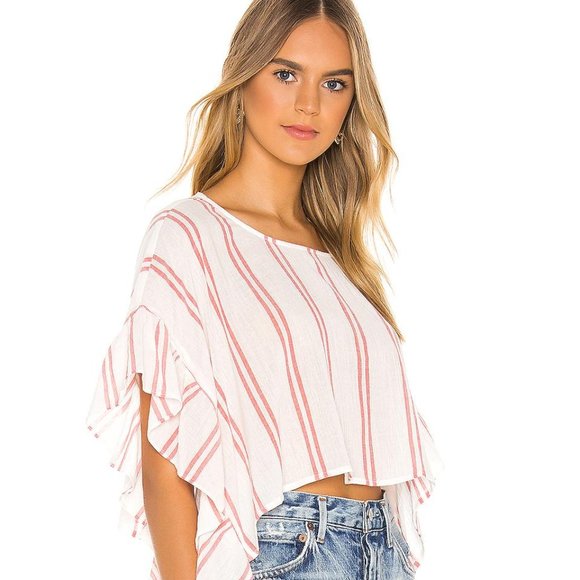 BCBGeneration Ruffle Sleeve Striped Top - Picture 6 of 9